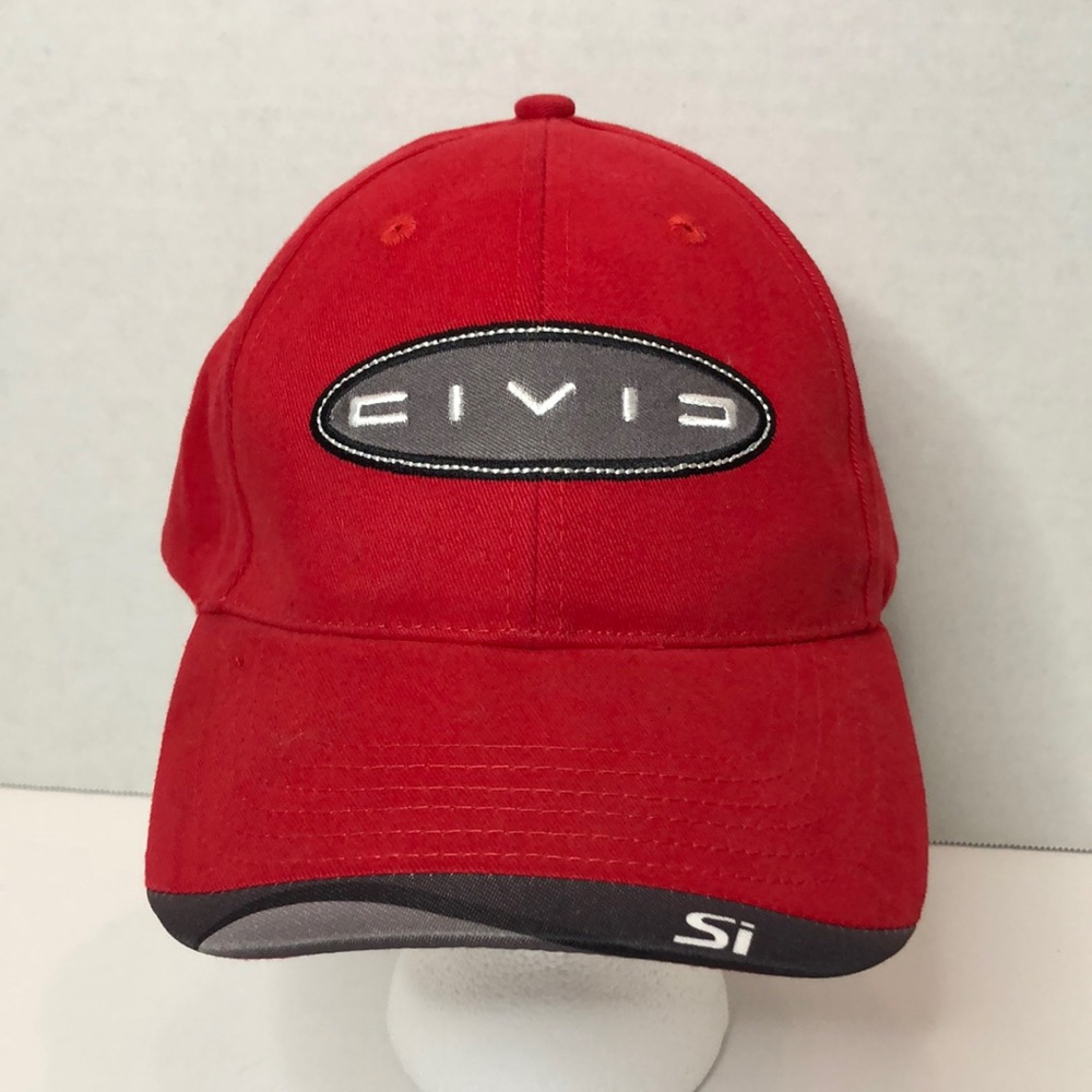 Honda Civic Si Hat Spelled Out Logo Racing Cars Red Ball Cap Adjustable